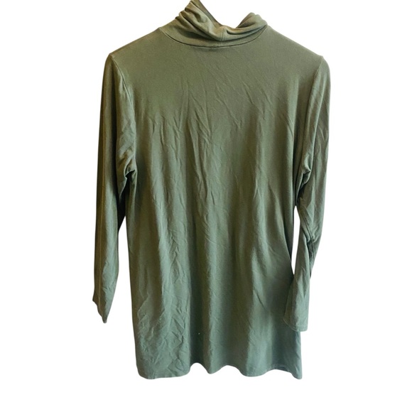 Eileen Fisher Fine Stretch Knit Jersey Scrunch Mock Neck Long Sleeve Tunic M - Picture 4 of 7